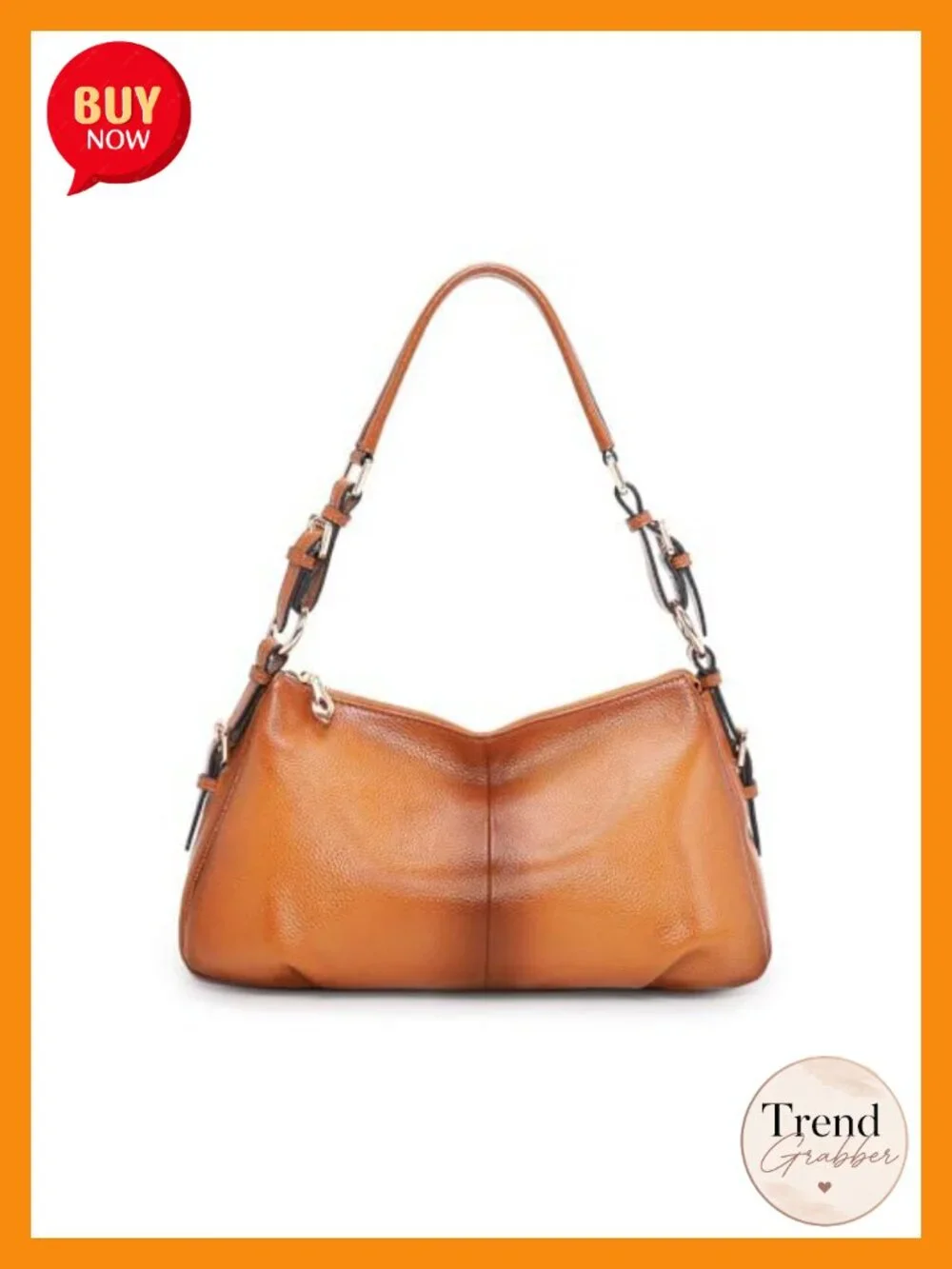 Vintage Leather Hobo Bag with Adjustable Handle | Top Grain Pebbled Cowhide